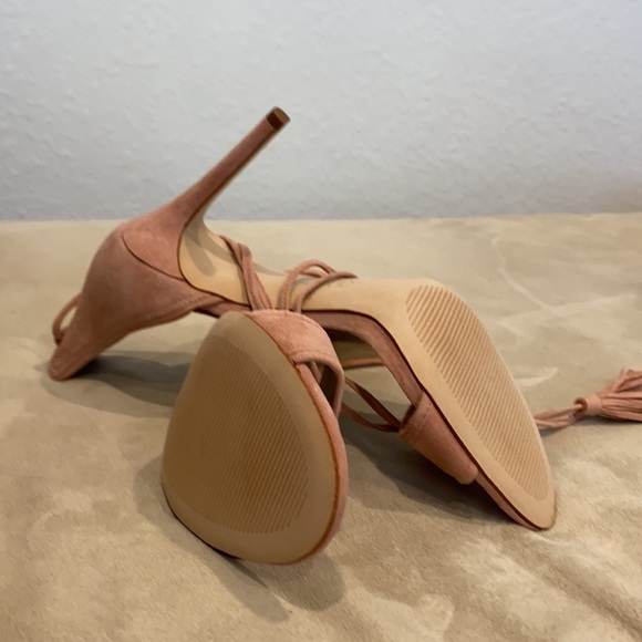 Ann Taylor Suede Ankle-Tie Sandal Size 7 Pink - Picture 5 of 6